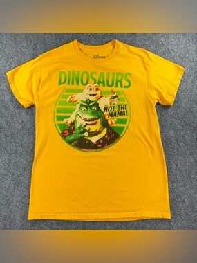 Disney Dinosaurs Not The Mama! Baby & Earl Sinclair Retro Size M Yellow Tee